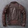 Vintage Brown Motorcycle Leather Jacket Men in pakistan - Image 7