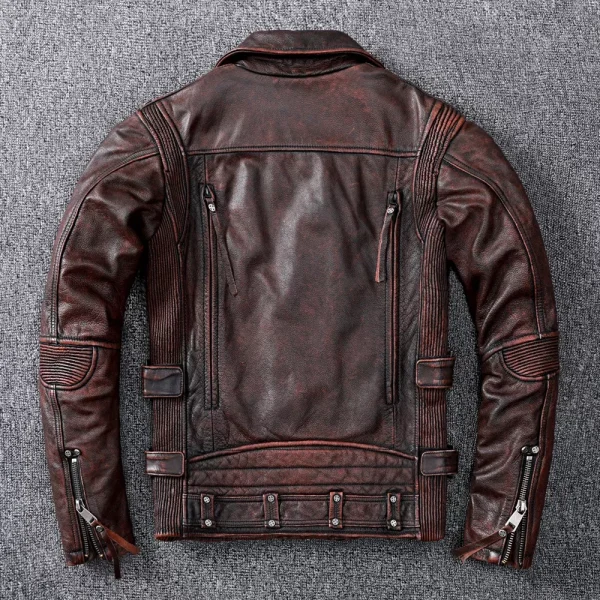 Vintage Brown Motorcycle Leather Jacket Men in pakistan