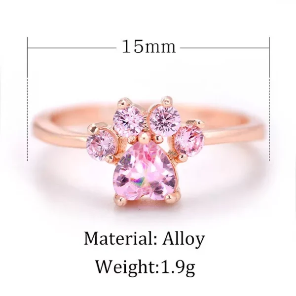 Cute Cartoon Cat’s Paw Crystal Engagement Design Hot Sale Rings For Women