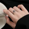 Sterling Silver Black Zircon Wheat Leaf Ring | Double Layer Party Jewelry - Image 4