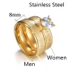 Golden Titanium Steel Romantic Wedding Ring - Image 2