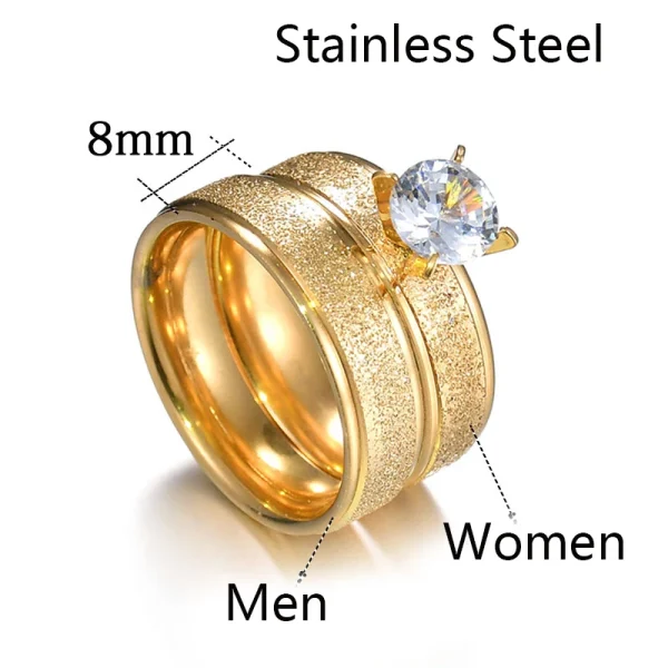 Golden Titanium Steel Romantic Wedding Ring