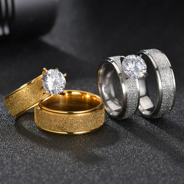Golden Titanium Steel Romantic Wedding Ring