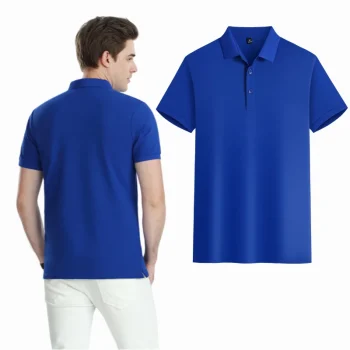 Blue Color Mercerized Cotton Lapel POLO Shirt
