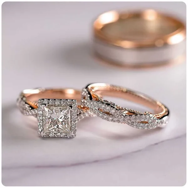 Charm Couple Rings Men Stainless Steel Rings Rhinestones Zircon Women