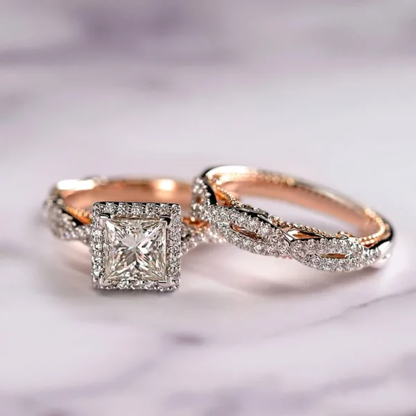 Charm Couple Rings Men Stainless Steel Rings Rhinestones Zircon Women