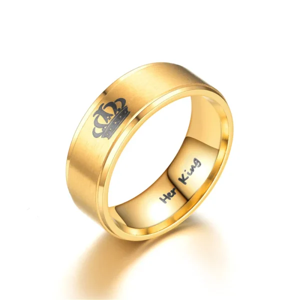 Gold Colour King and Queen Stainless Steel Couple Rings price in Pakistan