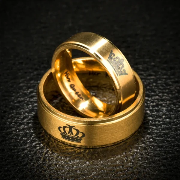 Gold Colour King and Queen Stainless Steel Couple Rings price in Pakistan