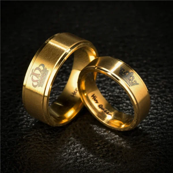 Gold Colour King and Queen Stainless Steel Couple Rings price in Pakistan