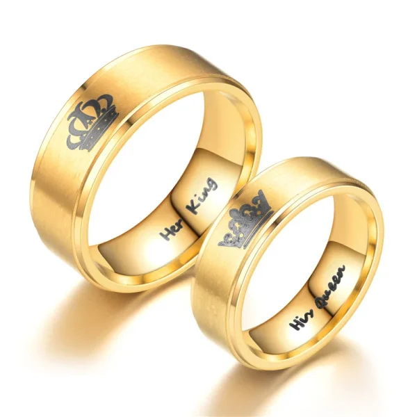 Gold Colour King and Queen Stainless Steel Couple Rings price in Pakistan