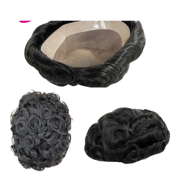 Straight Man Toupee Human Hair 100% Remy Human Hair Wigs Swiss Lace PU Machine Toupee Clips in Human Hair System Natural Color