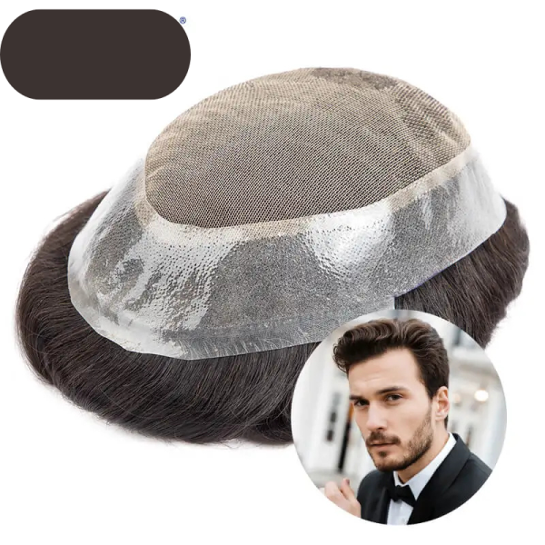Straight Man Toupee Human Hair 100% Remy Human Hair Wigs Swiss Lace PU Machine Toupee Clips in Human Hair System Natural Color