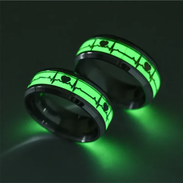 Luminous Stainless Steel Love Heart Finger Rings For Couple