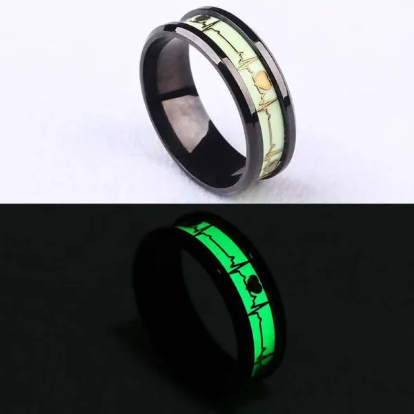 Luminous Stainless Steel Love Heart Finger Rings For Couple