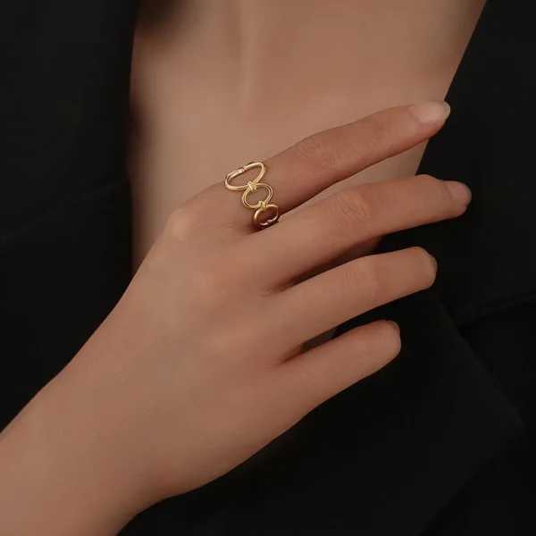 Stainless Steel Circle Geometric Rings for womem