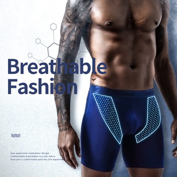Man’s Underwear Panties Sports Running Lengthened Anti-wear Leg Modal Ice Silk Mesh Men Underpantes Solid Panties