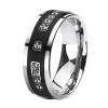 Men Fashion Stainless Steel Black Ring Ladies Rhinestone Silver Color Couple Ring - Image 3