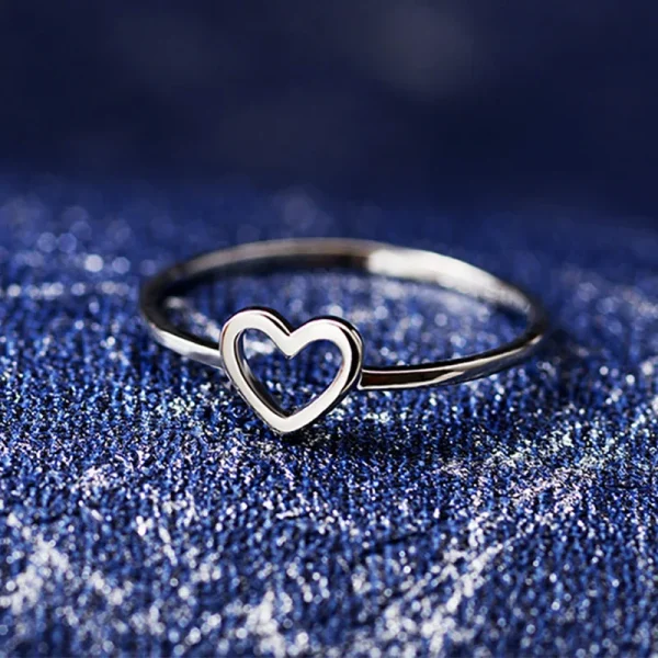 Mewanry Hollow Love Heart Geometric Ring For Women