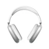 Green Apple AirPods Max headphones on a white background. Mint green over-ear headphones with white headband. Wireless headphones, Apple AirPods Max in green.
