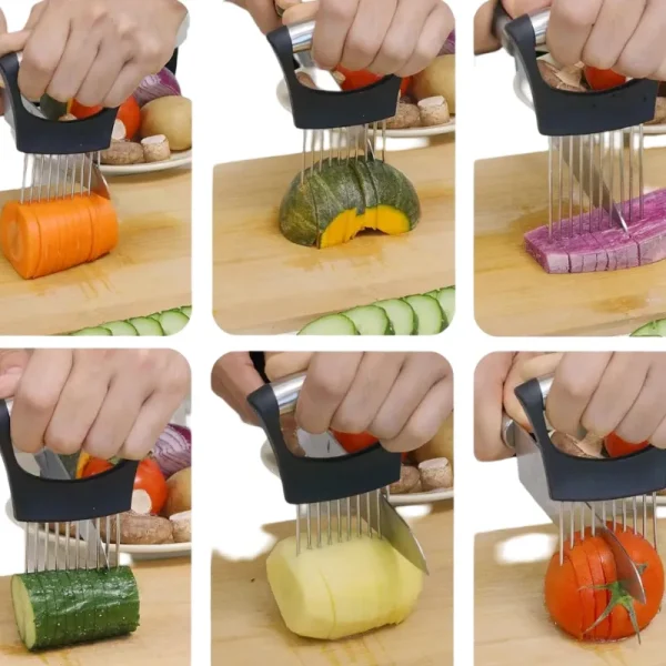 Stainless Steel Onion Slicer Holder – Kitchen Gadget