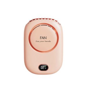 Compact neck fan providing convenient, portable cooling for outdoor activities.