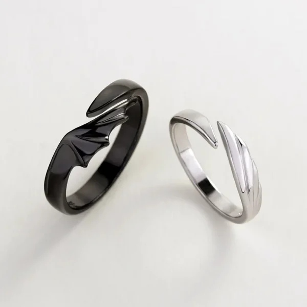Retro Devil Angel Couple Rings for Women Men Simple Titanium