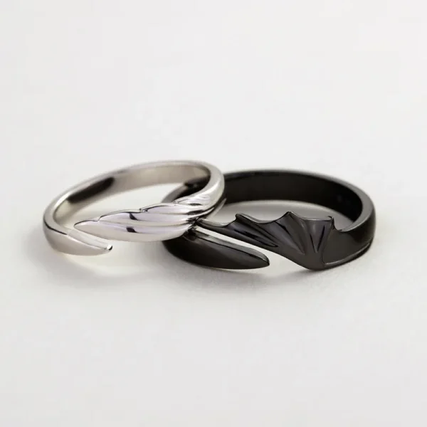 Retro Devil Angel Couple Rings for Women Men Simple Titanium