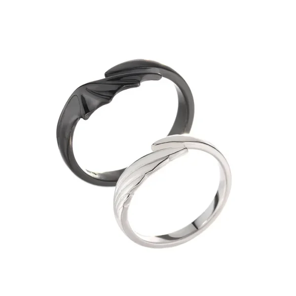 Retro Devil Angel Couple Rings for Women Men Simple Titanium