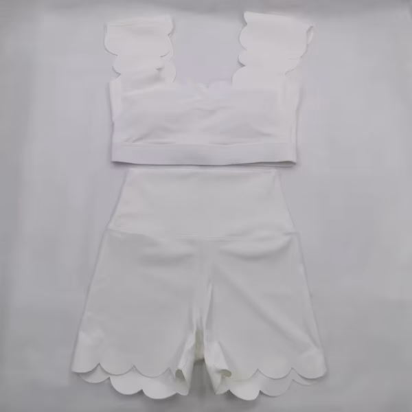 2 PCS Workout Sets Womens Fashion Nylon Gym Yoga Set Sports Short Sleeve with Chest Pad Quick Dry Fitness Yoga Shorts Gym Wear