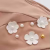 Fashion Womens Ladies Summer Beach Vacation Wide Brim Foldable Sun Hat Anti-UV Pearl Flower Visor Suncreen Floppy Cap Hat - Image 2