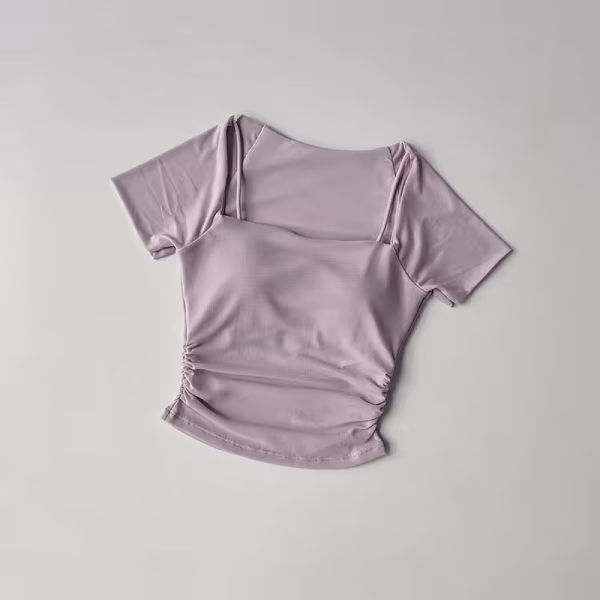 Summer New Fake Two Piece Yoga Dress Fixed Chest Cushion Sports Mesh Short Sleeves Wearing Running Sports Fitness Top
