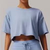 Loose Yoga Top Women Short Sleeve Gym Top Quick Dry Running Sports Shirt Fitness Woman Athletic Cropped Tops Push Up Active Wear - Image 3