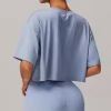 Loose Yoga Top Women Short Sleeve Gym Top Quick Dry Running Sports Shirt Fitness Woman Athletic Cropped Tops Push Up Active Wear - Image 2