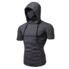 2025 New Mens Gym Thin Hoodie Short Sleeve With Mask T-shirt fashion Casual Splice Large Mask Hoodie motorcycle Cycling tHoode - Image 2