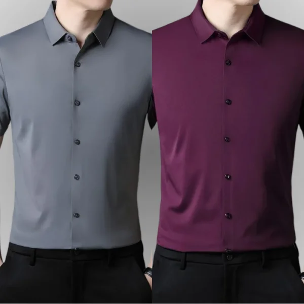 Same style Pierre Cardin mulberry silk short-sleeved shirt men’s