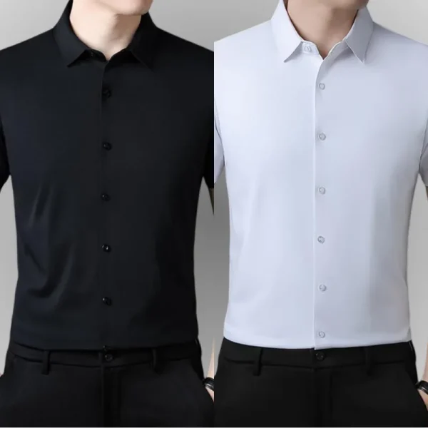 Same style Pierre Cardin mulberry silk short-sleeved shirt men’s