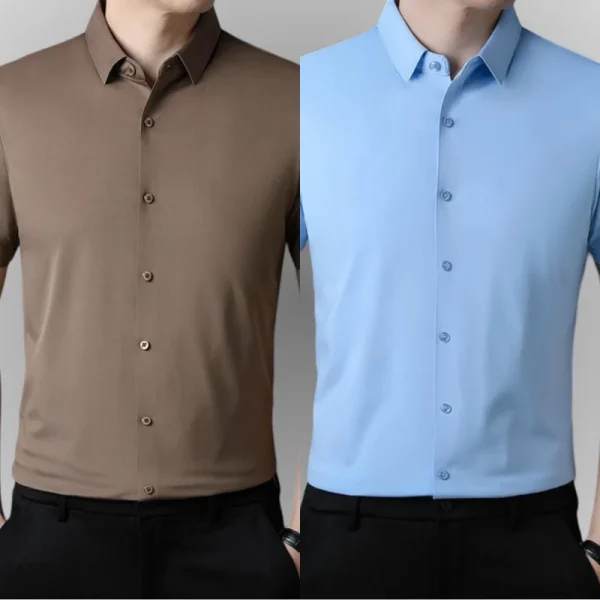 Same style Pierre Cardin mulberry silk short-sleeved shirt men’s