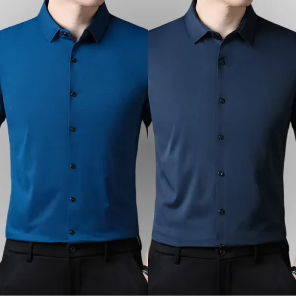Same style Pierre Cardin mulberry silk short-sleeved shirt men’s