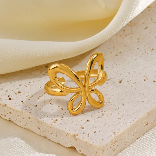 Stainless Steel Cute Butterfly Adjustable Rings for Women