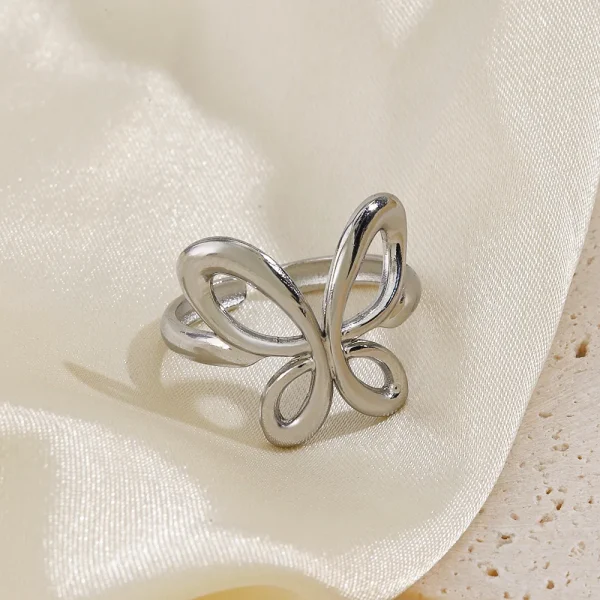 Stainless Steel Cute Butterfly Adjustable Rings for Women