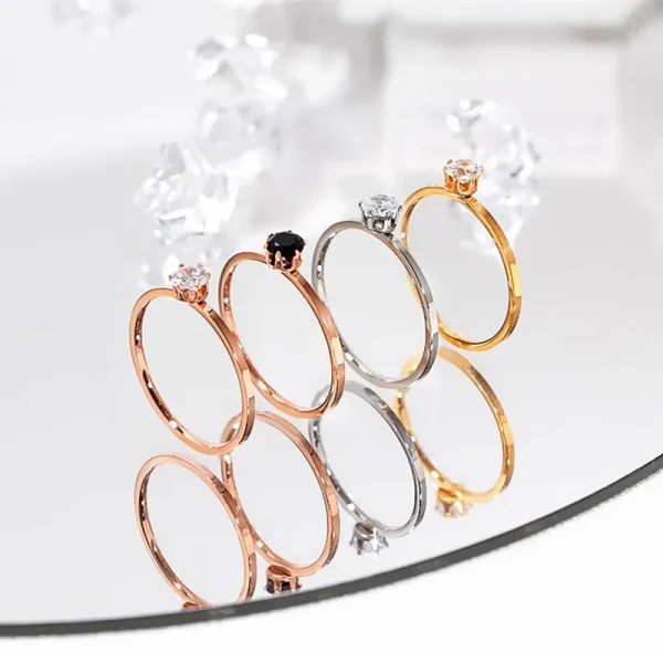 Stainless Steel Single Simple 1mm Thin Wedding Ring for Women