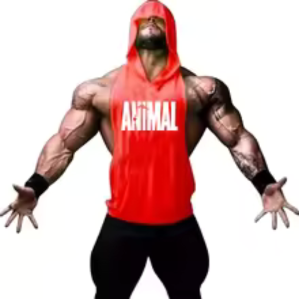 Men Bodybuilding Animal Sleeveless Hooded Tank Tops Muscle Stringer Athletic Fitness Vest Top Summer Hoodies Sportswear Tops