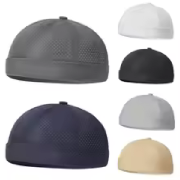 Summer Mens Docker Beanie Cap Outdoor Mesh Breathable Brimless Sailor Fisherman Quick Drying Hat Street Landlord Hat Skull Cap