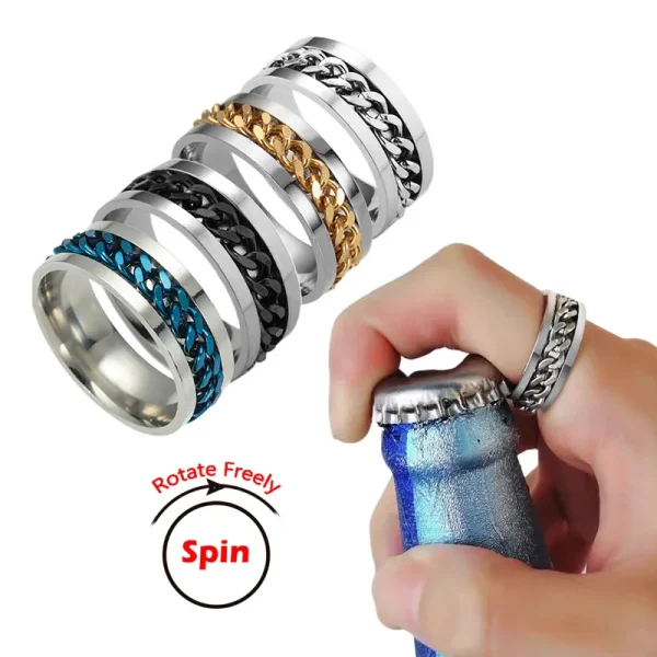 Titanium Steel Rotatable Chain Couple Ring price in Pakistan