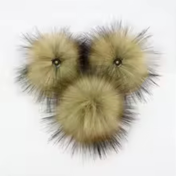 2Pcs 12cm Plush Hair Ball with Snap Button Soft Faux Fox Fur Pompoms DIY Baby Beanie Hats Shoes Crafts Decorative Accessories