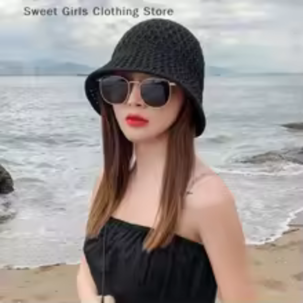 Straw Hat Hand Made Braided Women’s Big Head Cap Fisherman’s Hat Protection Sun Hat Foldable Roll Up Cap Bucket Hat Travel