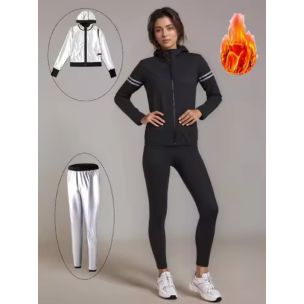 New Sauna Suit Women Plus Size Gym Clothing Sets for Sweating Weight Loss Female Sports Active Wear Slimming Tracksuit Women