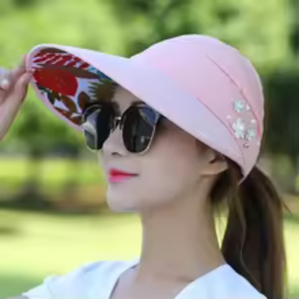 Golf Hat Lady Summer Travel Folding Korean Version of The Sun Women Outdoor Hat Anti-ultraviolet Cotton Flower Girl Baseball Hat