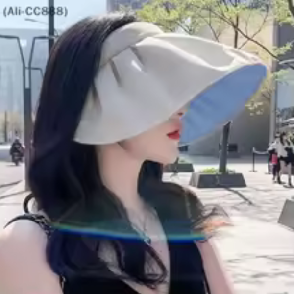 Fresh and Sweet Sun Hat with Empty Top .New Summer Outdoor Sunscreen UV Protection Large Brim Sun Helmet