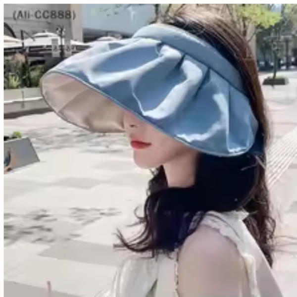 Fresh and Sweet Sun Hat with Empty Top .New Summer Outdoor Sunscreen UV Protection Large Brim Sun Helmet